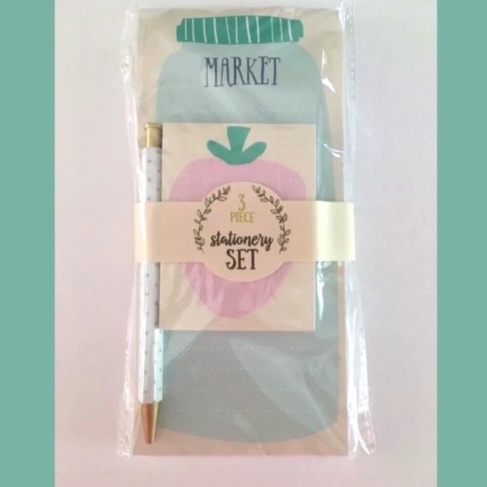 Stationery Set Pen List Pad Sticky Notes Market Strawberry Kitchen To Do List